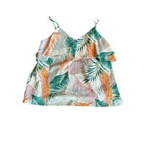 L Love Women's Women's Thin Strap Floral Ruffle Top